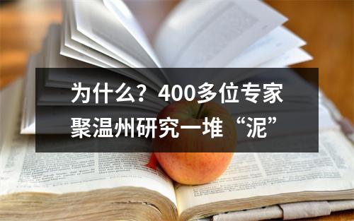 为什么？400多位专家聚温州研究一堆“泥”