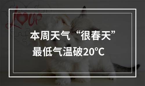 本周天气“很春天” 最低气温破20℃