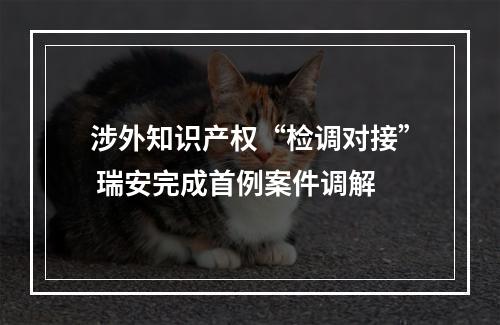 涉外知识产权“检调对接” 瑞安完成首例案件调解