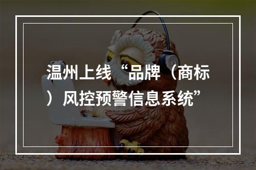 温州上线“品牌（商标）风控预警信息系统”