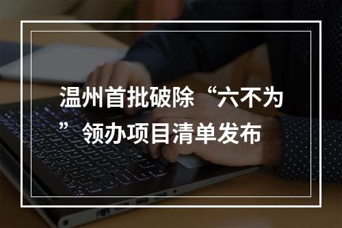 温州首批破除“六不为”领办项目清单发布
