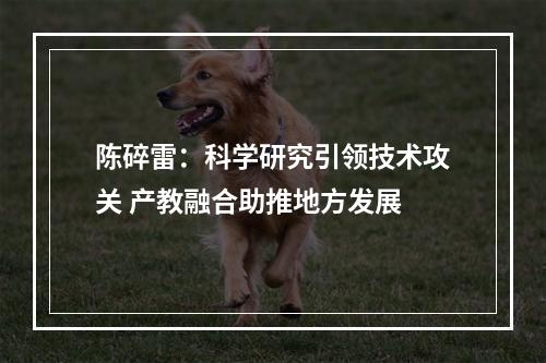 陈碎雷：科学研究引领技术攻关 产教融合助推地方发展