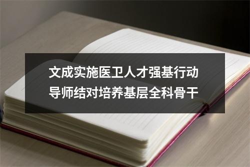 文成实施医卫人才强基行动 导师结对培养基层全科骨干