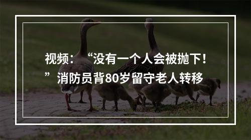 视频：“没有一个人会被抛下！”消防员背80岁留守老人转移