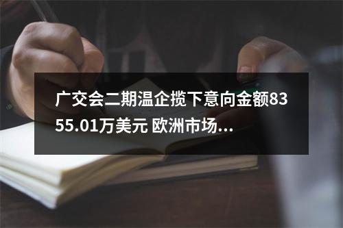 广交会二期温企揽下意向金额8355.01万美元 欧洲市场占交易额榜首