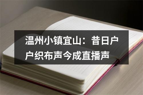 温州小镇宜山：昔日户户织布声今成直播声