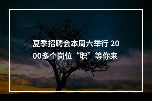 夏季招聘会本周六举行 2000多个岗位“职”等你来