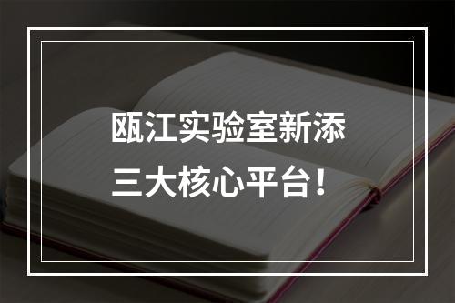 瓯江实验室新添三大核心平台！