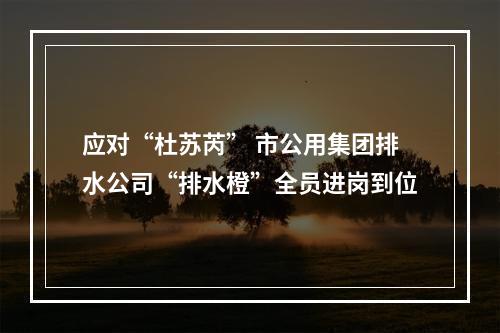 应对“杜苏芮” 市公用集团排水公司“排水橙”全员进岗到位