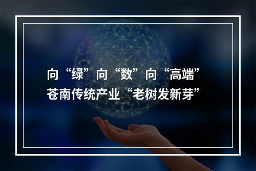 向“绿”向“数”向“高端” 苍南传统产业“老树发新芽”