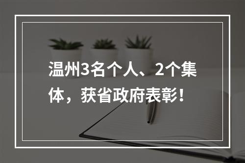 温州3名个人、2个集体，获省政府表彰！