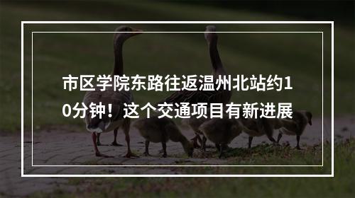 市区学院东路往返温州北站约10分钟！这个交通项目有新进展
