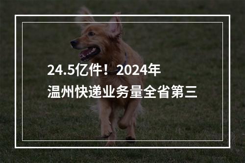 24.5亿件！2024年温州快递业务量全省第三