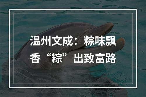 温州文成：粽味飘香“粽”出致富路