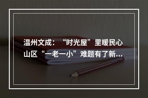 温州文成：“时光屋”里暖民心 山区“一老一小”难题有了新解法