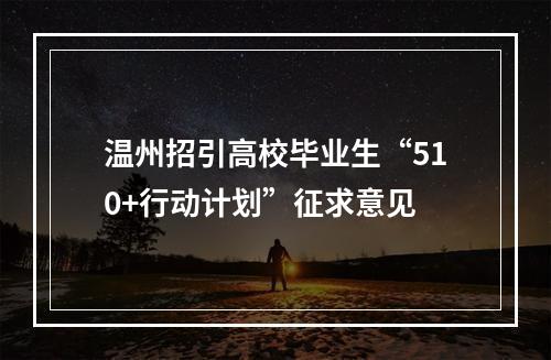 温州招引高校毕业生“510+行动计划”征求意见