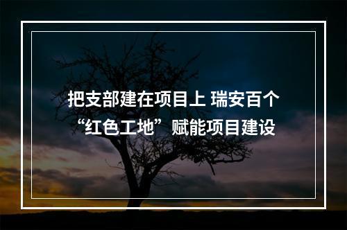 把支部建在项目上 瑞安百个“红色工地”赋能项目建设
