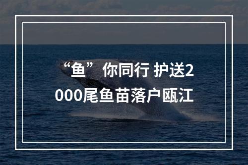 “鱼”你同行 护送2000尾鱼苗落户瓯江