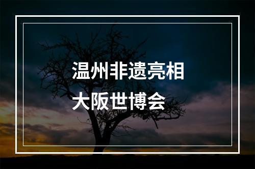 温州非遗亮相大阪世博会