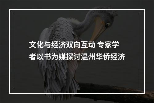 文化与经济双向互动 专家学者以书为媒探讨温州华侨经济