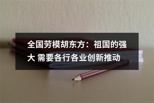 全国劳模胡东方：祖国的强大 需要各行各业创新推动