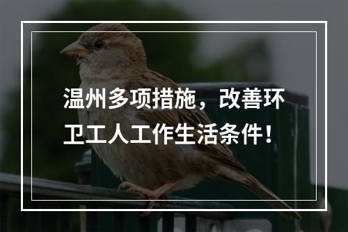 温州多项措施，改善环卫工人工作生活条件！