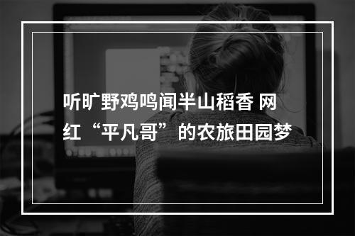 听旷野鸡鸣闻半山稻香 网红“平凡哥”的农旅田园梦