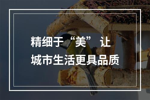 精细于“美” 让城市生活更具品质