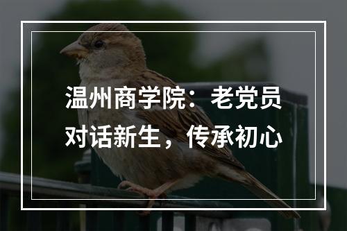 温州商学院：老党员对话新生，传承初心