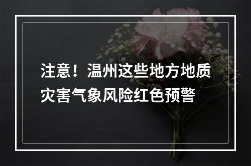 注意！温州这些地方地质灾害气象风险红色预警