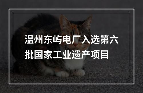 温州东屿电厂入选第六批国家工业遗产项目