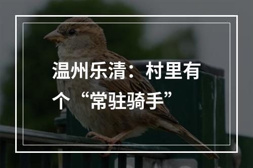 温州乐清：村里有个“常驻骑手”