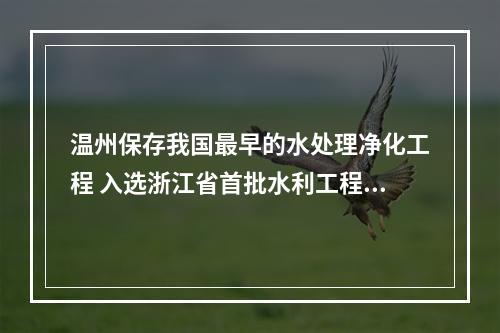 温州保存我国最早的水处理净化工程 入选浙江省首批水利工程遗产资源