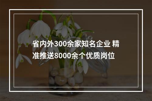 省内外300余家知名企业 精准推送8000余个优质岗位