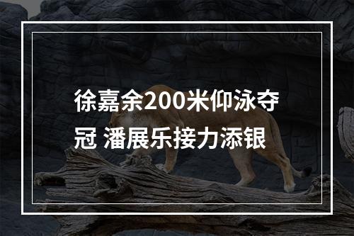 徐嘉余200米仰泳夺冠 潘展乐接力添银