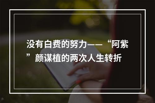 没有白费的努力——“阿紫”颜谋植的两次人生转折