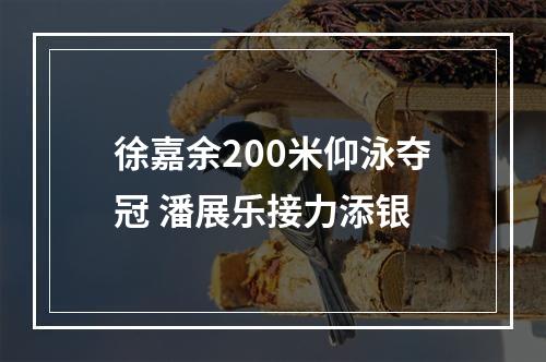 徐嘉余200米仰泳夺冠 潘展乐接力添银