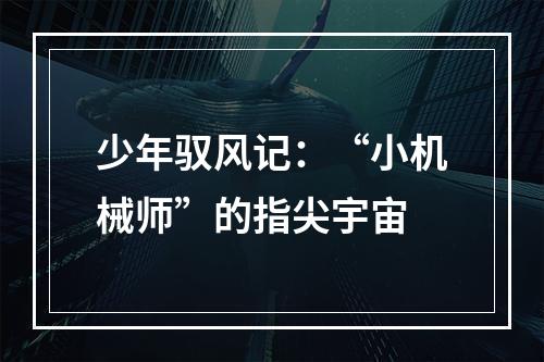 少年驭风记：“小机械师”的指尖宇宙