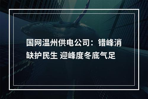 国网温州供电公司：错峰消缺护民生 迎峰度冬底气足