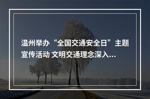 温州举办“全国交通安全日”主题宣传活动 文明交通理念深入群众日常