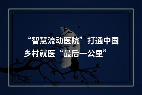“智慧流动医院”打通中国乡村就医“最后一公里”