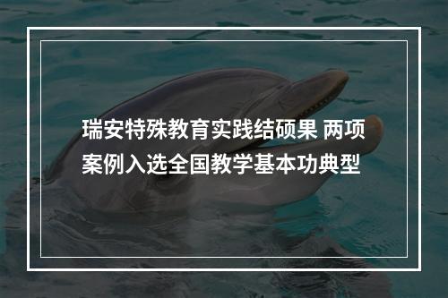 瑞安特殊教育实践结硕果 两项案例入选全国教学基本功典型