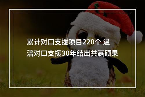 累计对口支援项目220个 温涪对口支援30年结出共赢硕果