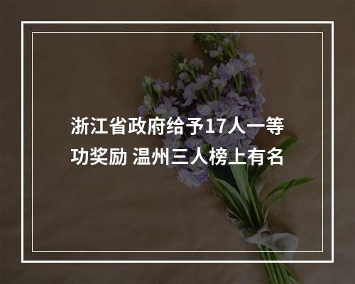 浙江省政府给予17人一等功奖励 温州三人榜上有名