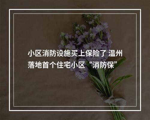 小区消防设施买上保险了 温州落地首个住宅小区“消防保”