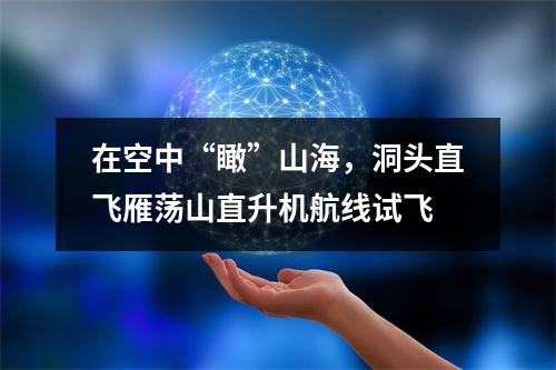 在空中“瞰”山海，洞头直飞雁荡山直升机航线试飞