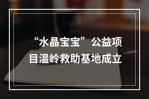 “水晶宝宝”公益项目温岭救助基地成立