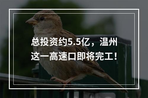 总投资约5.5亿，温州这一高速口即将完工！