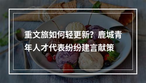 重文旅如何轻更新？鹿城青年人才代表纷纷建言献策