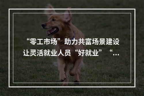 “零工市场”助力共富场景建设 让灵活就业人员“好就业”“就好业”